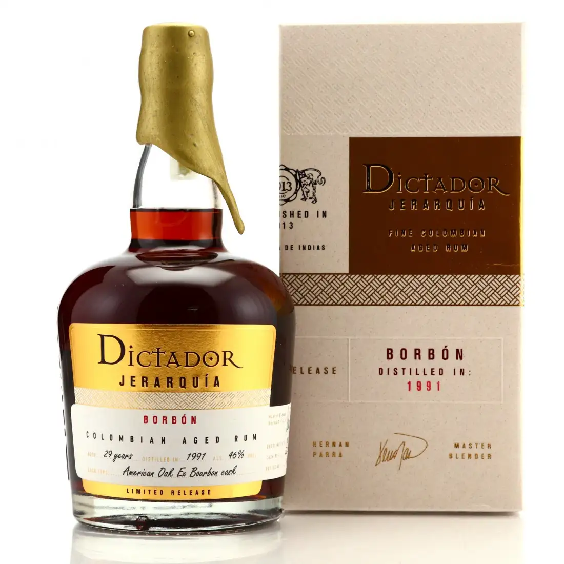 Bottle of Dictador Jerarquía Borbón 1991