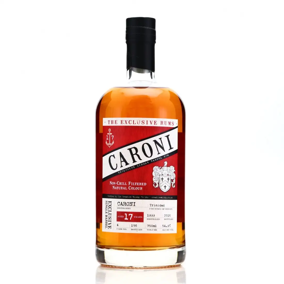 Bottle of Creative Whisky Company Caroni Exclusive Single Barrel Rum HTR 1999