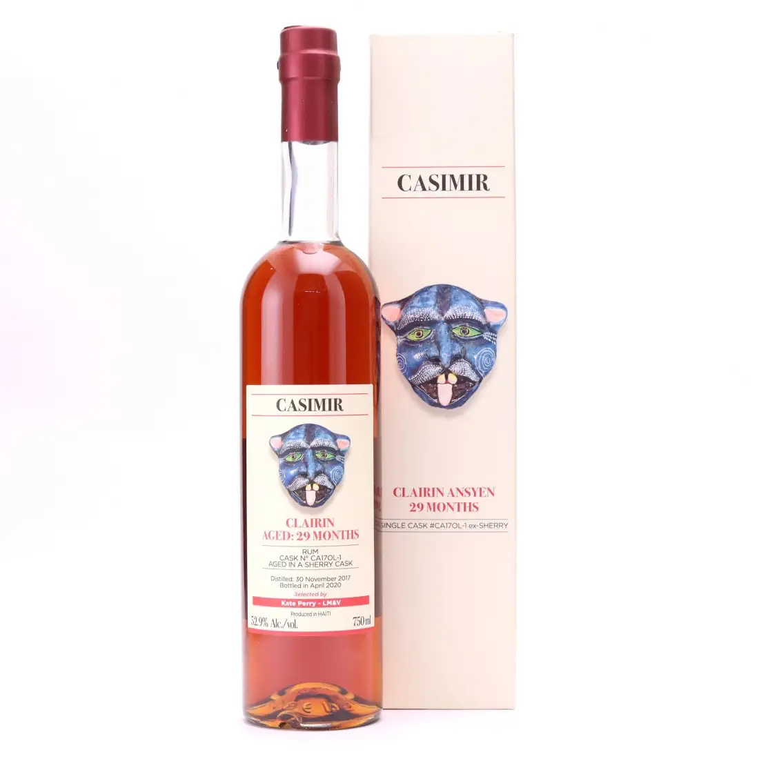 Bottle of Velier Casimir Clairin 29 months (Kate Perry, LM&V) 2017