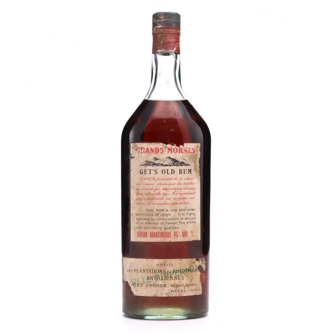 Bottle of Get's Rum Grands Mornes circa 1930s