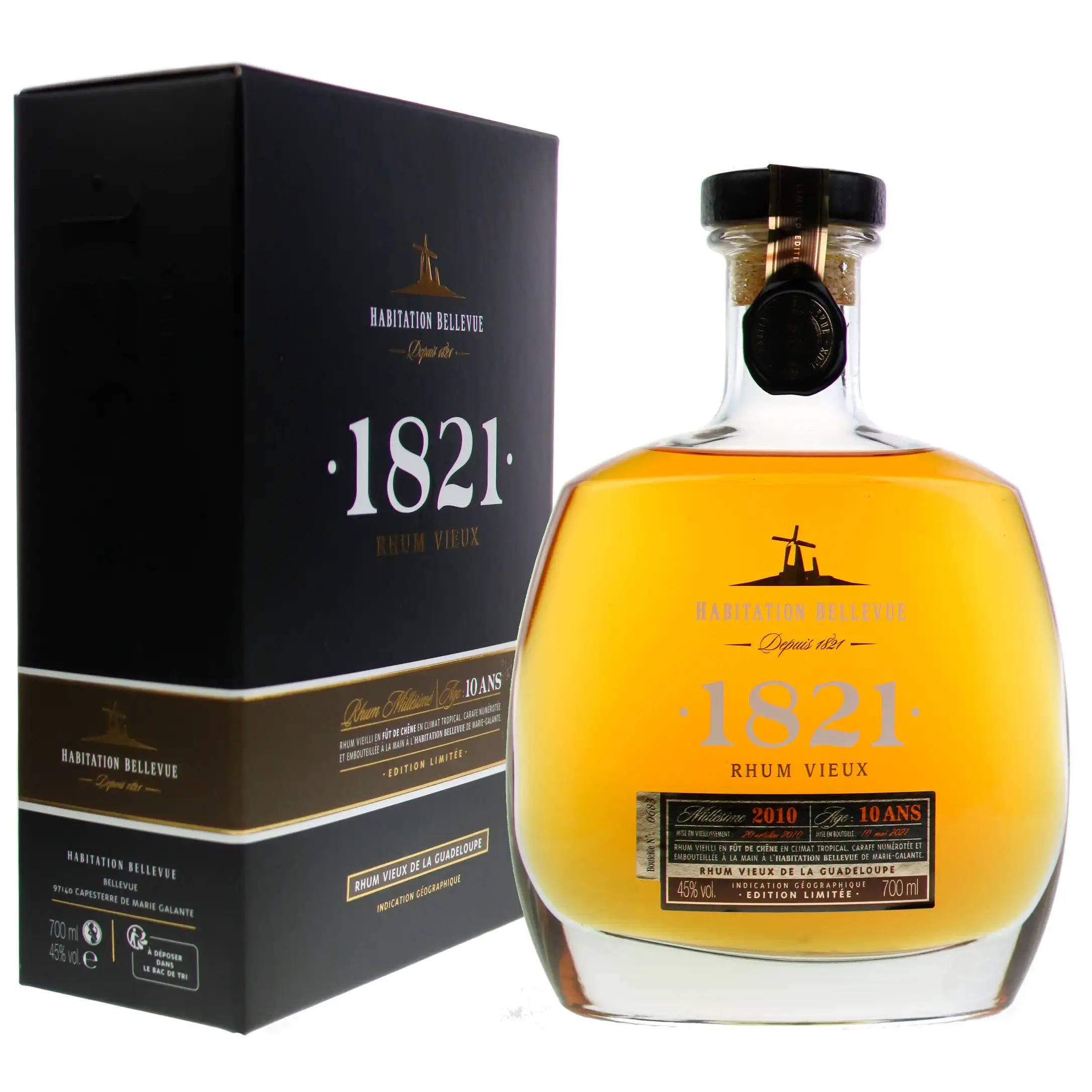 Bottle of Bellevue Rhum Vieux 1821 2010