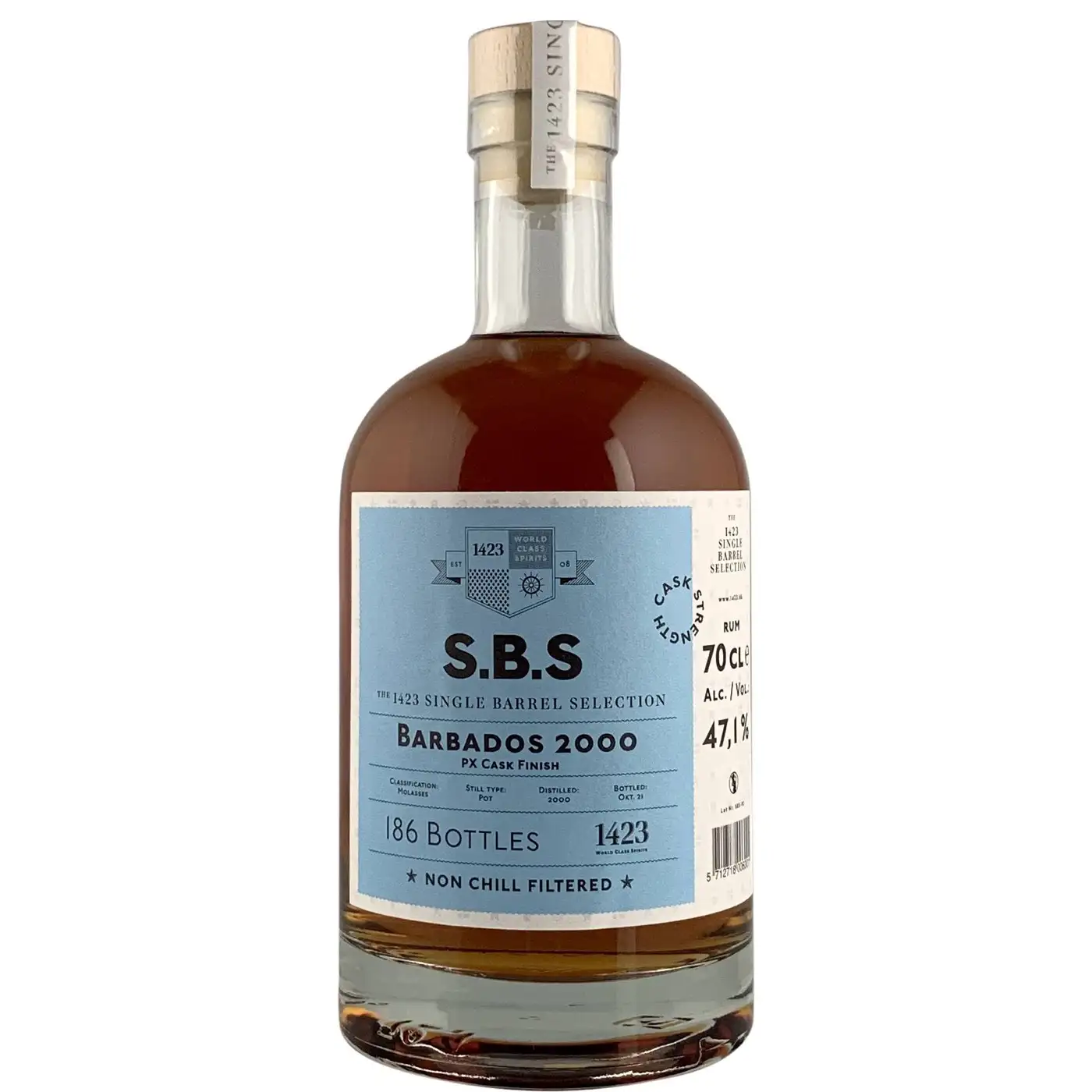 Bottle of S.B.S Barbados PX Cask Finish 2000