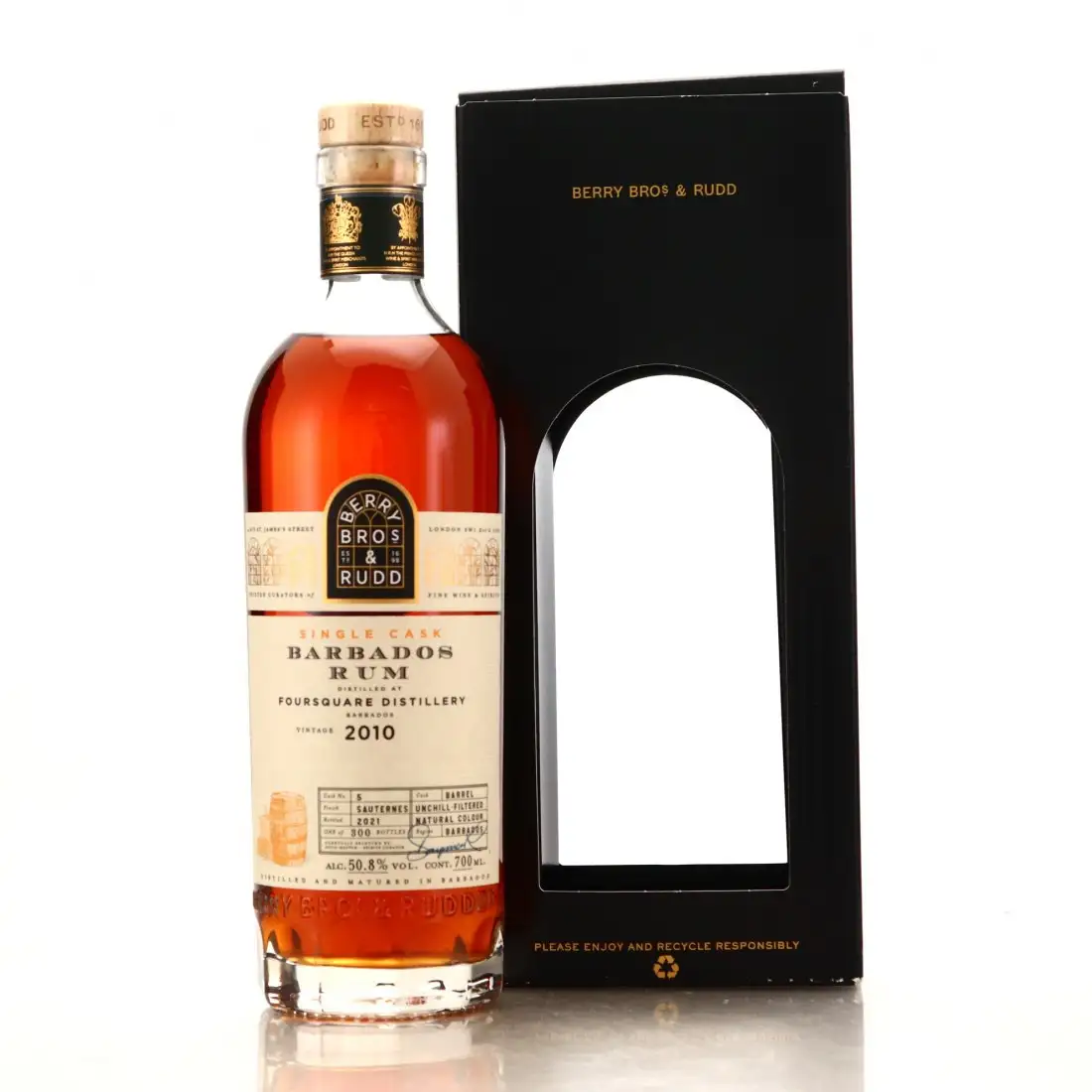 Bottle of Berry Bros & Rudd Foursquare Barbados Rum 2010