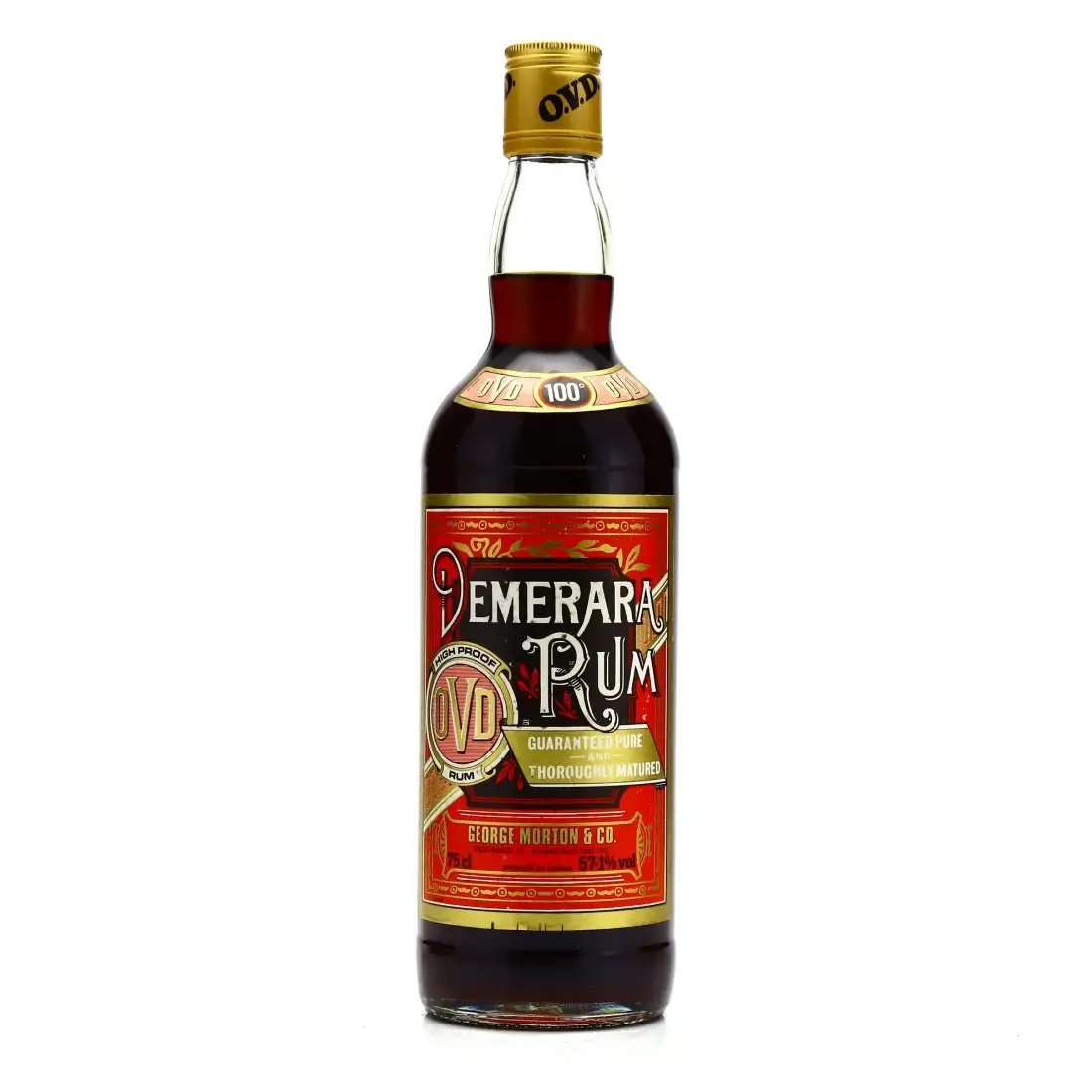 Bottle of George Morton Ltd DDL O.V.D. Old Vatted Demerara 100 Proof 1980s