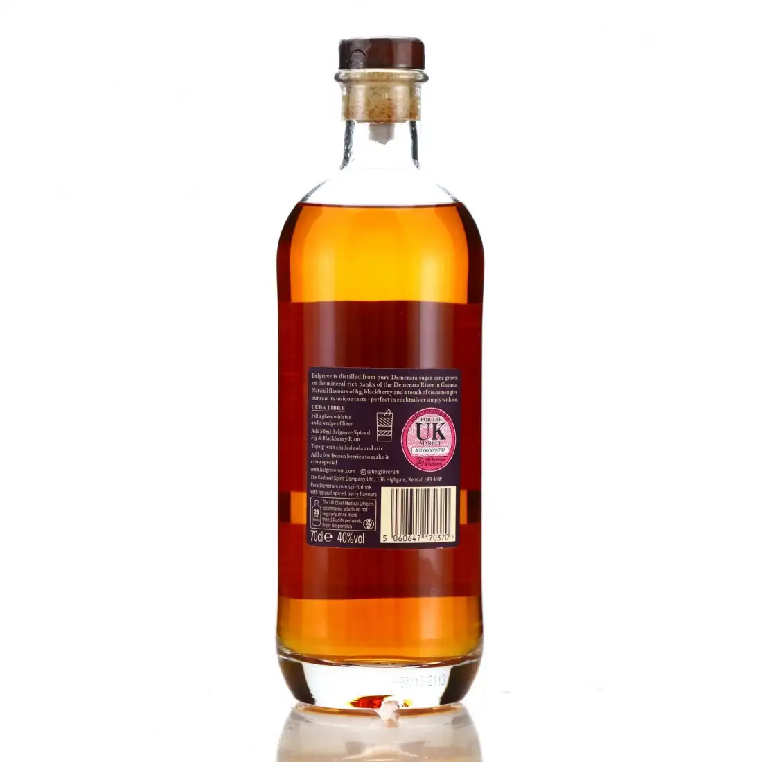 High resolution image of The Cartmell Spirit Co Diamond Belgrove Small Batch Spiced Fig and Blackberry Rum