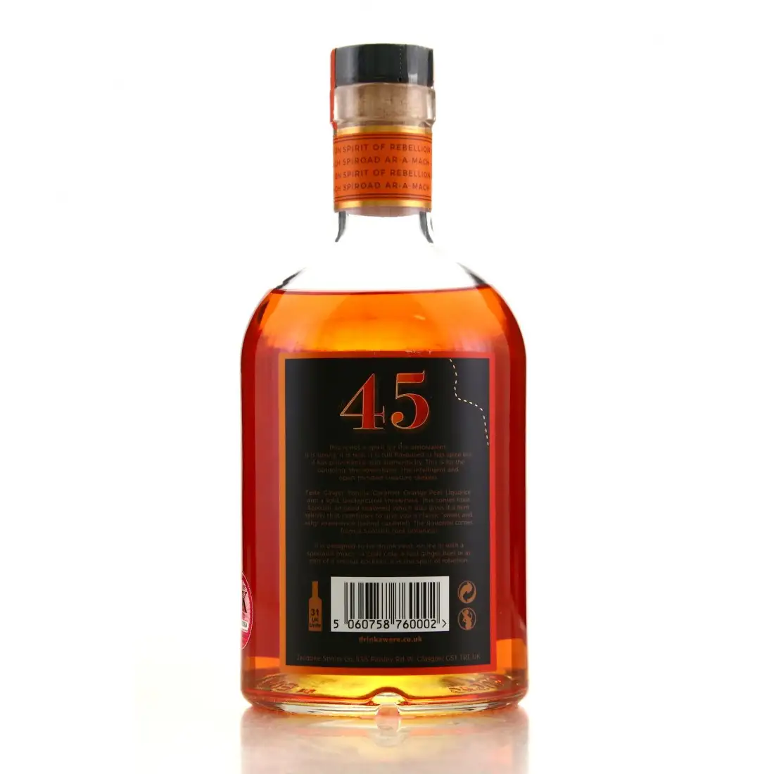 Image haute résolution de The Jacobite Spirit Co The 45 Scottish Spiced Rum 2020