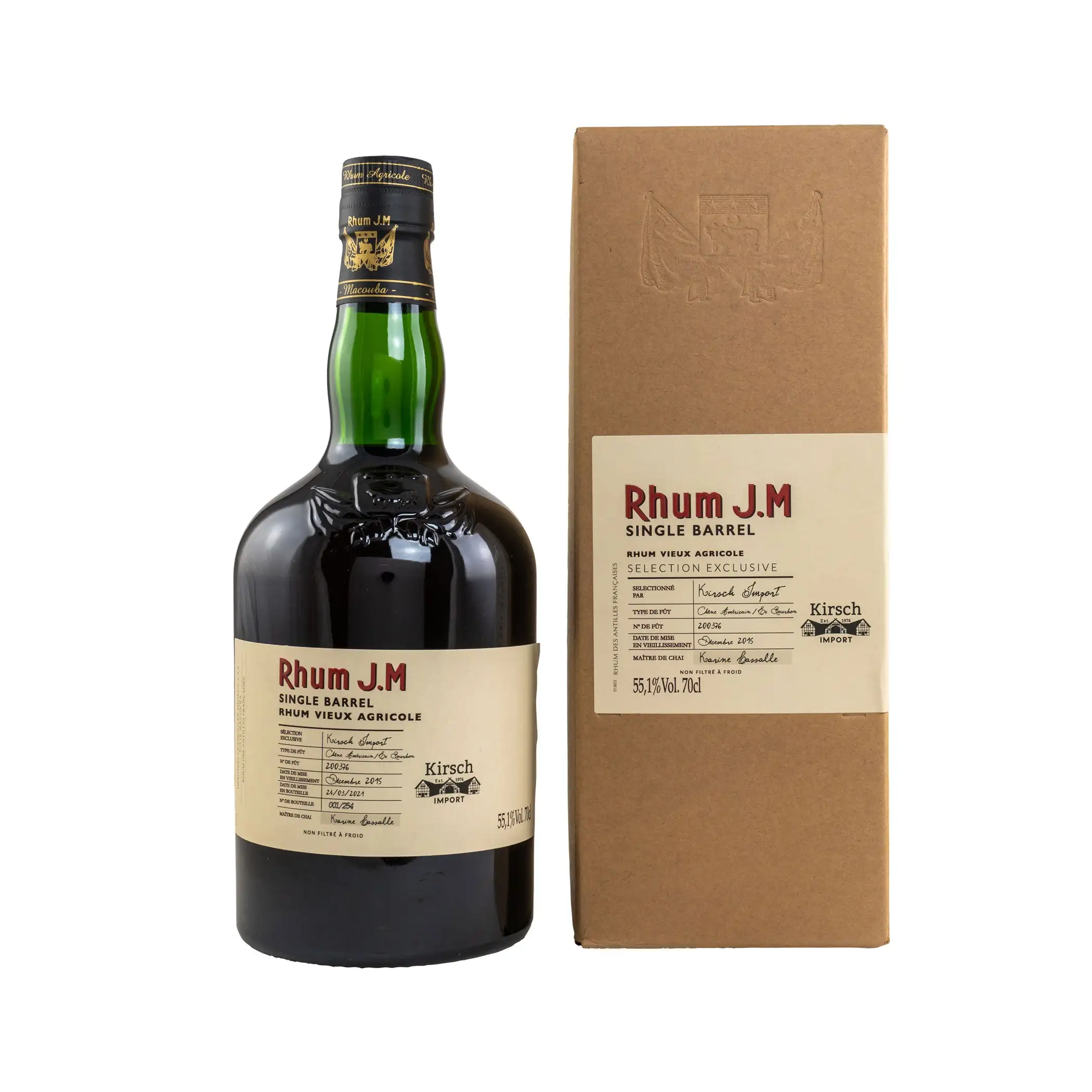 Bottle of Rhum J.M Single Barrel by Kirsch Import 2015