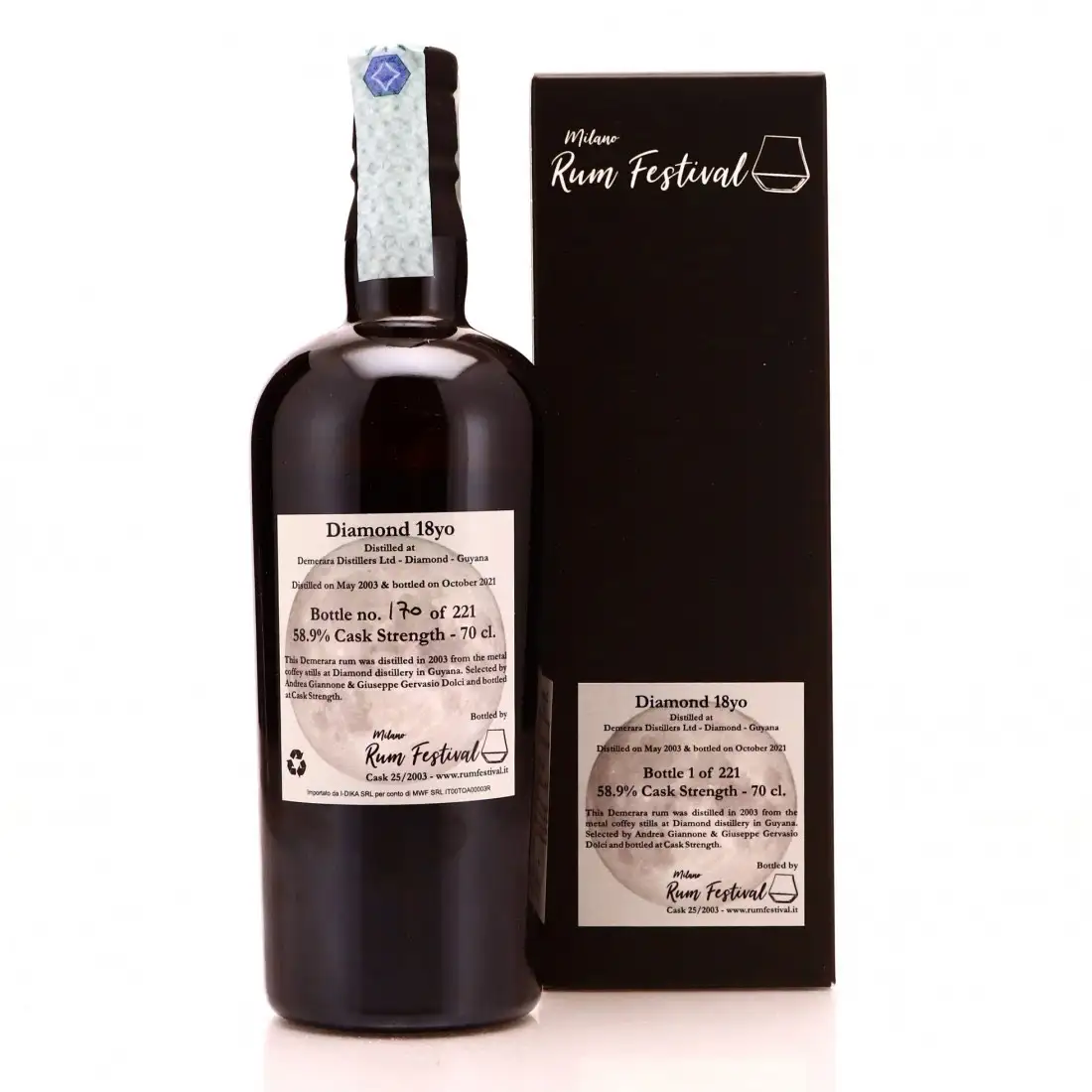 High resolution image of Milano Rum Festival Diamond Demerara Single Cask Rum 2003