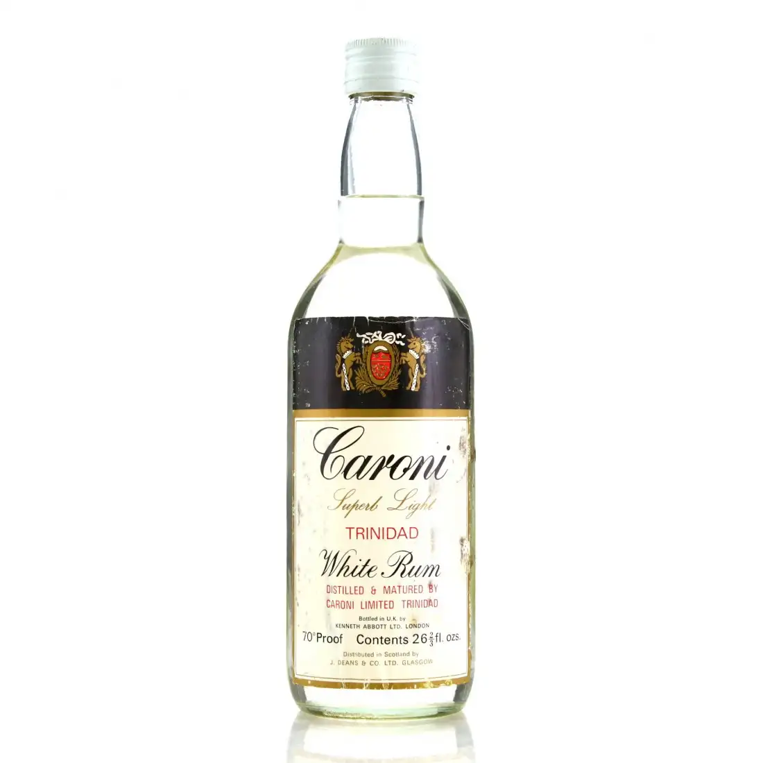Bottle of Kenneth Abbot Ltd. Caroni Superb Light White Rum (early 1970s)