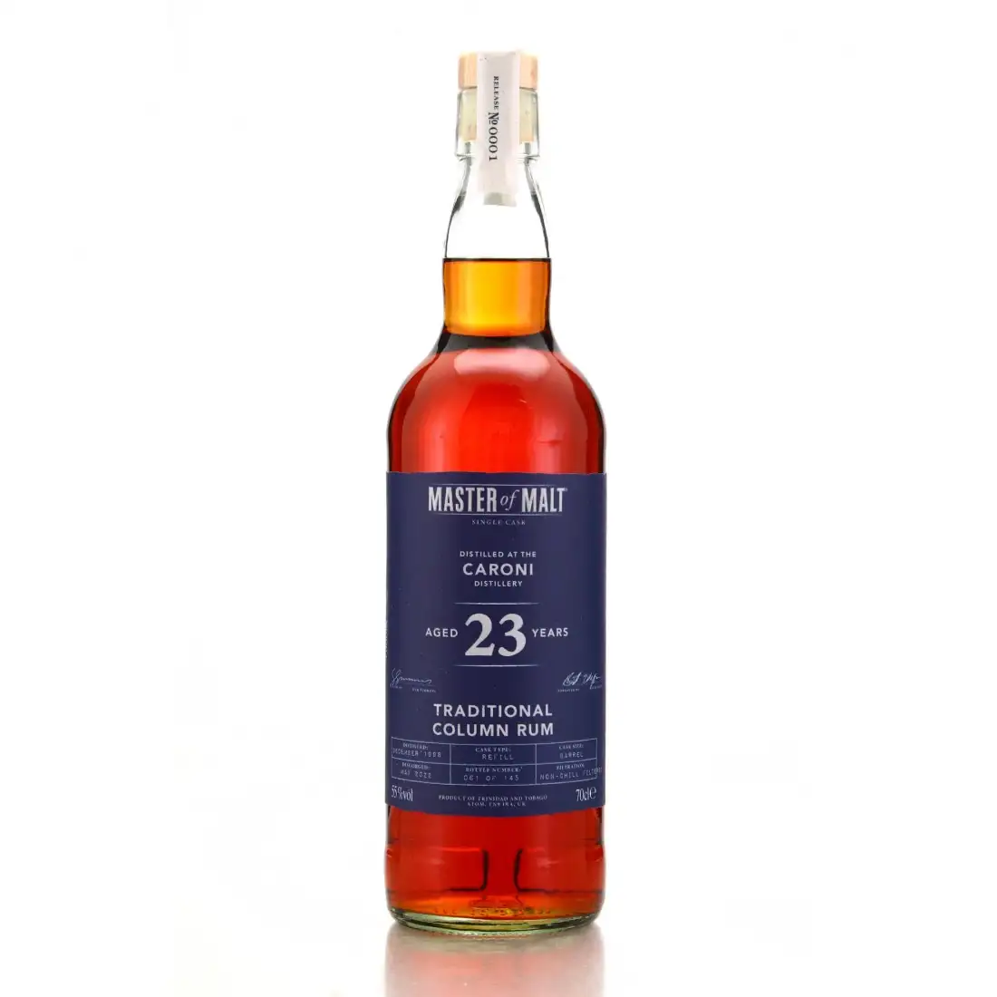 Bottle of Master of Malt Caroni Traditional Column Rum 1998