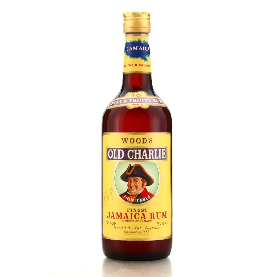 Bottle of Wood & Co Old Charlie Jamaica Rum 1970s