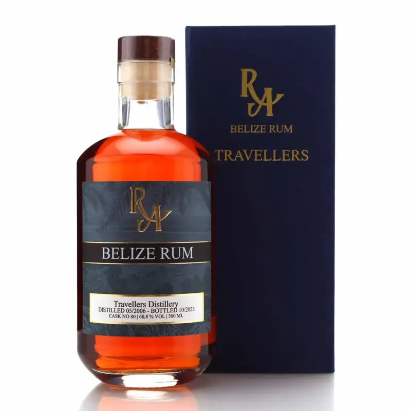 Bottle of Travellers RA Belize Rum 2006