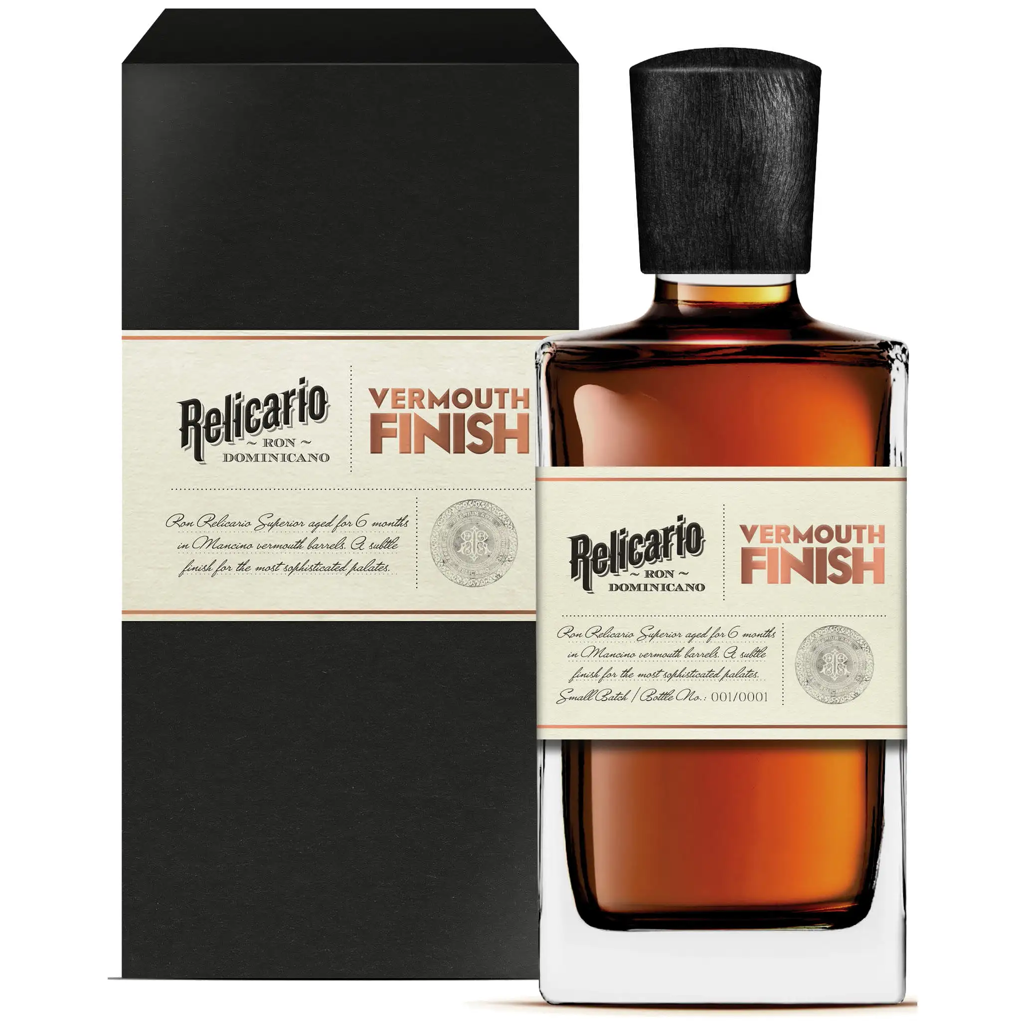 Bottle of Ron Relicario Vermouth Finish