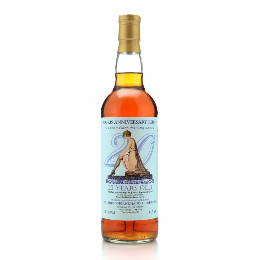 Bottle of Whisky Doris Caroni Doris 20th Anniversary Rum 1997