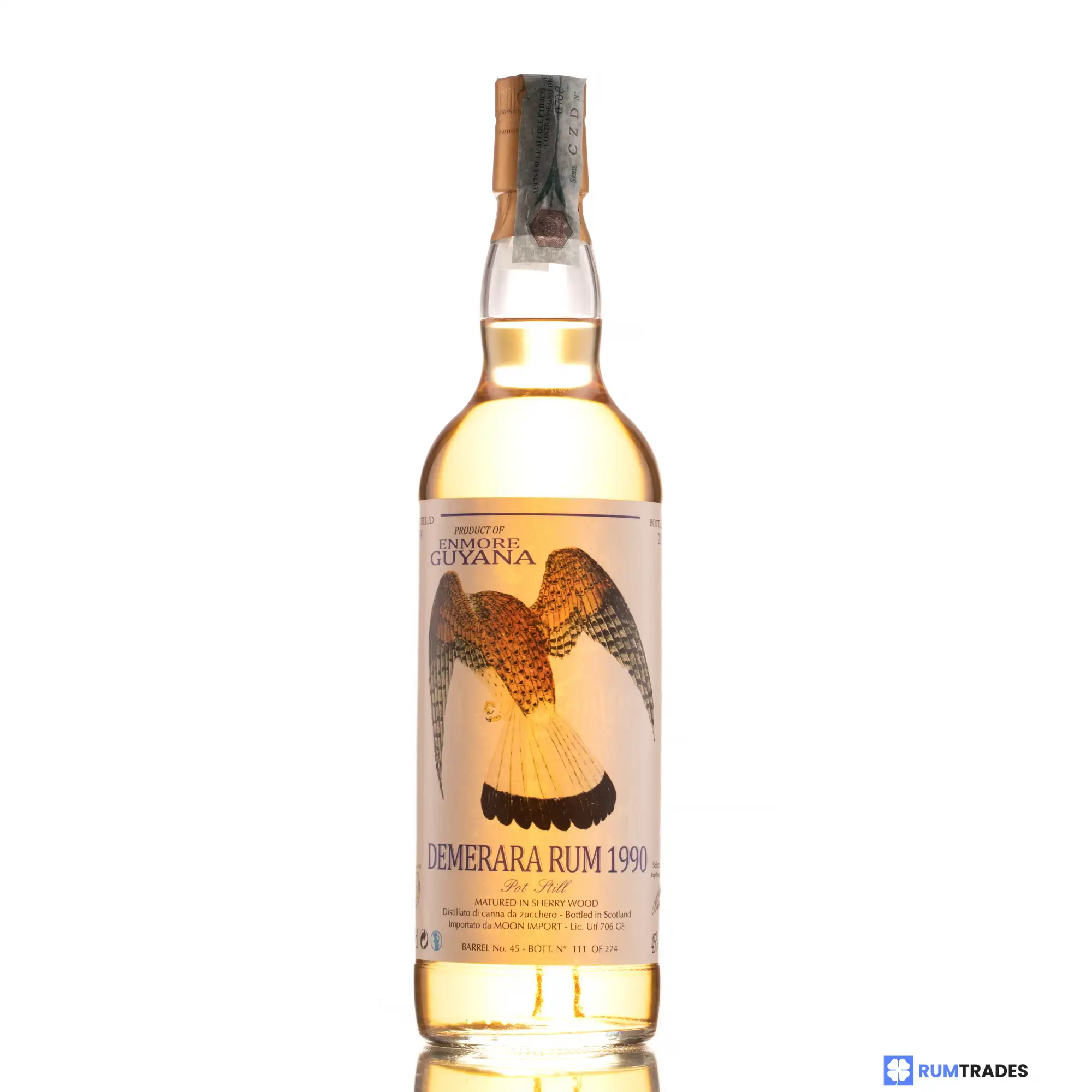High resolution image of Moon Import Enmore Demerara Rum 1990