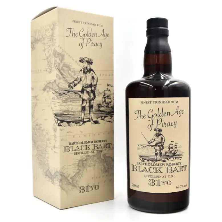 Bottle of Distilia T.D.L The Golden Age of Piracy Bartholomew Roberts Black Bart 1991