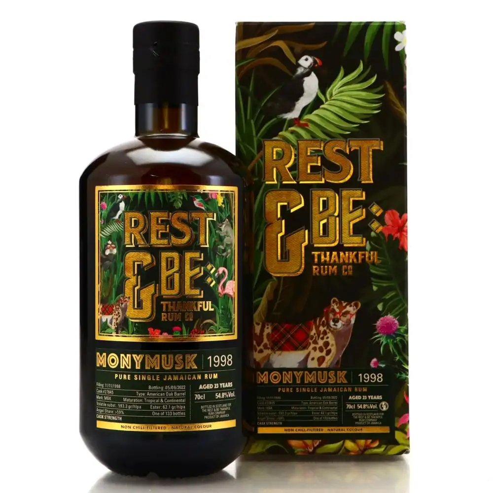 Bottle of Rest & Be Thankful Clarendon Pure Single Jamaican Rum MBK 1998