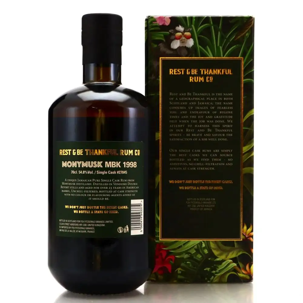 Image haute résolution de Rest &amp; Be Thankful Clarendon Pure Single Jamaican Rum MBK 1998