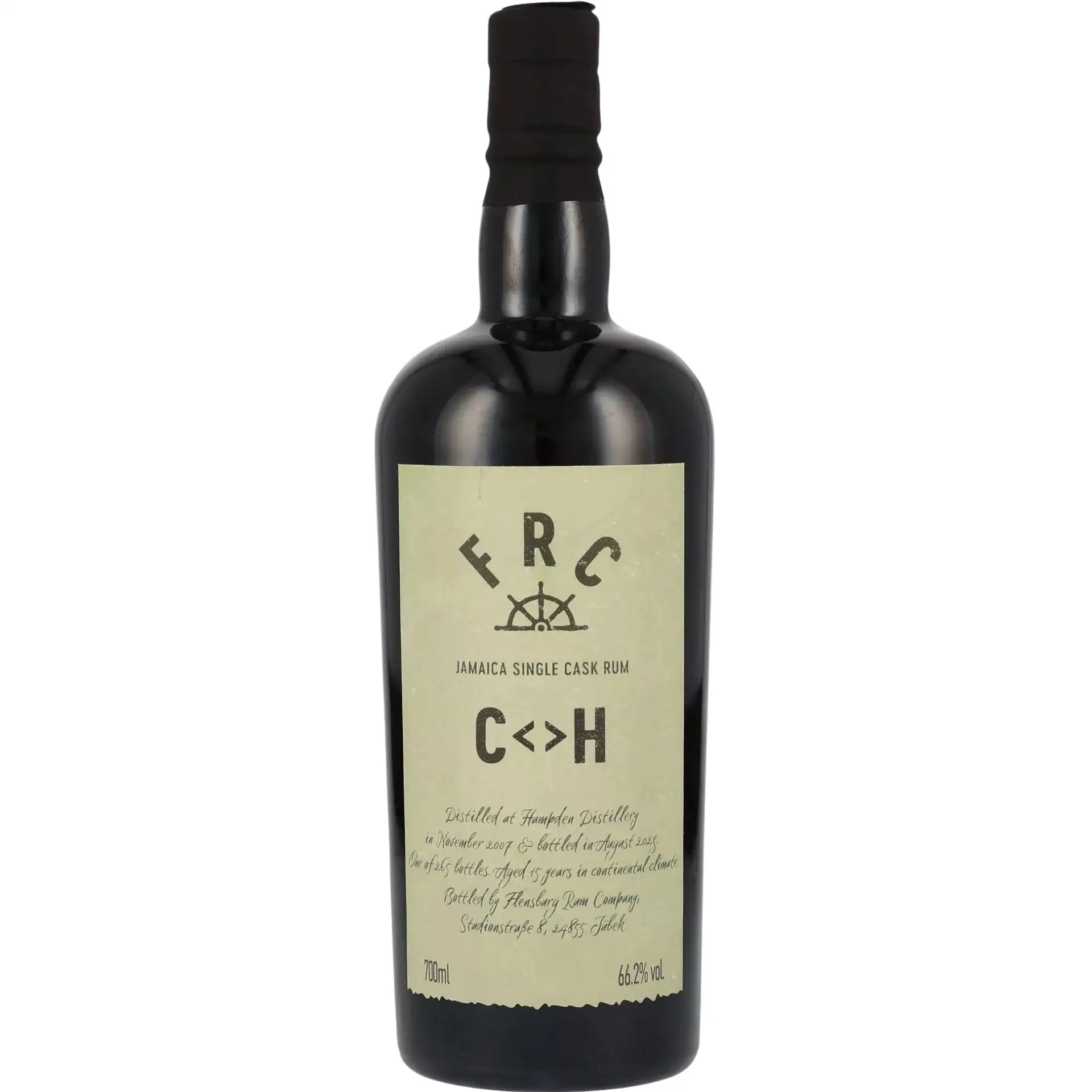 Bottle of Hampden Flensburg Rum Company Jamaica Single Cask Rum C<>H 2007