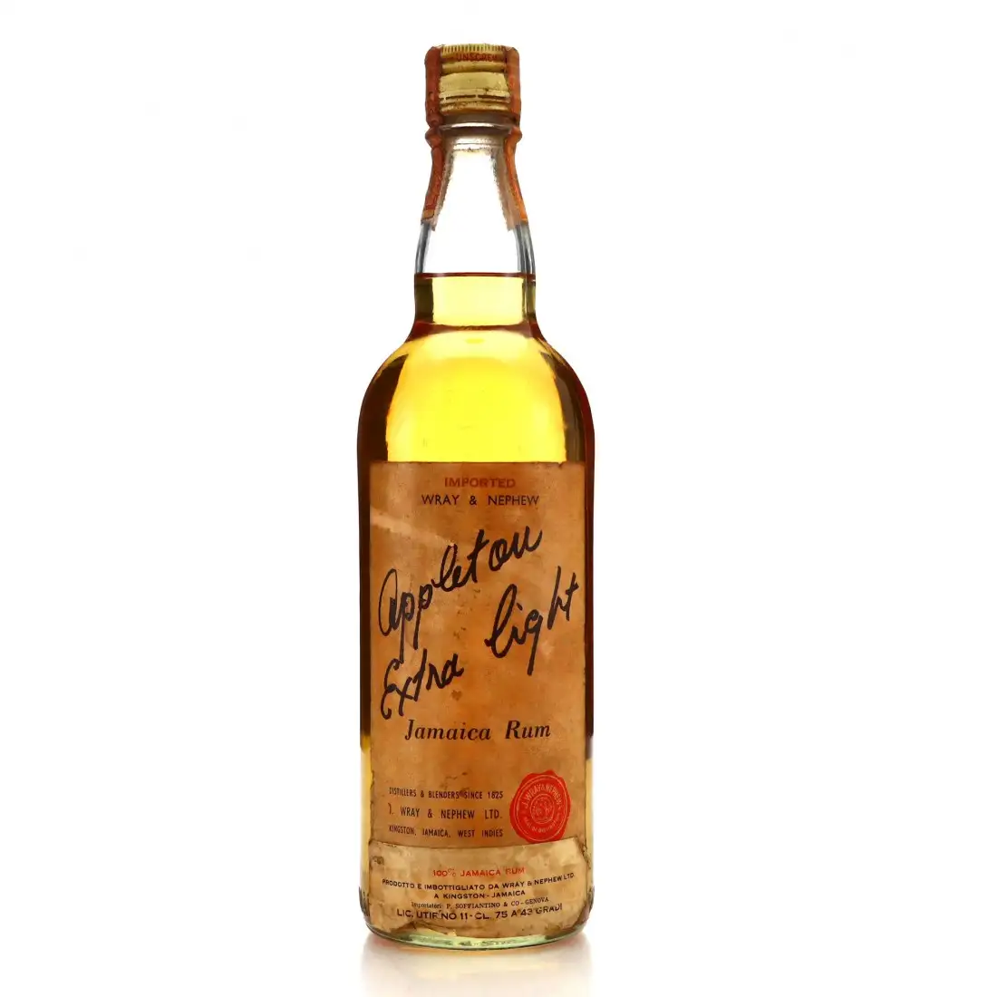 Bottle of J. Wray and Nephew Ltd. Appleton Extra Light 1960s