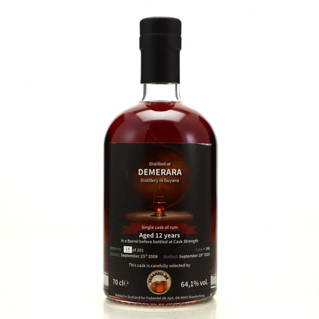 Bottle of Fadandel.dk Distilled at DEMERARA Distillery in Guyana 2008