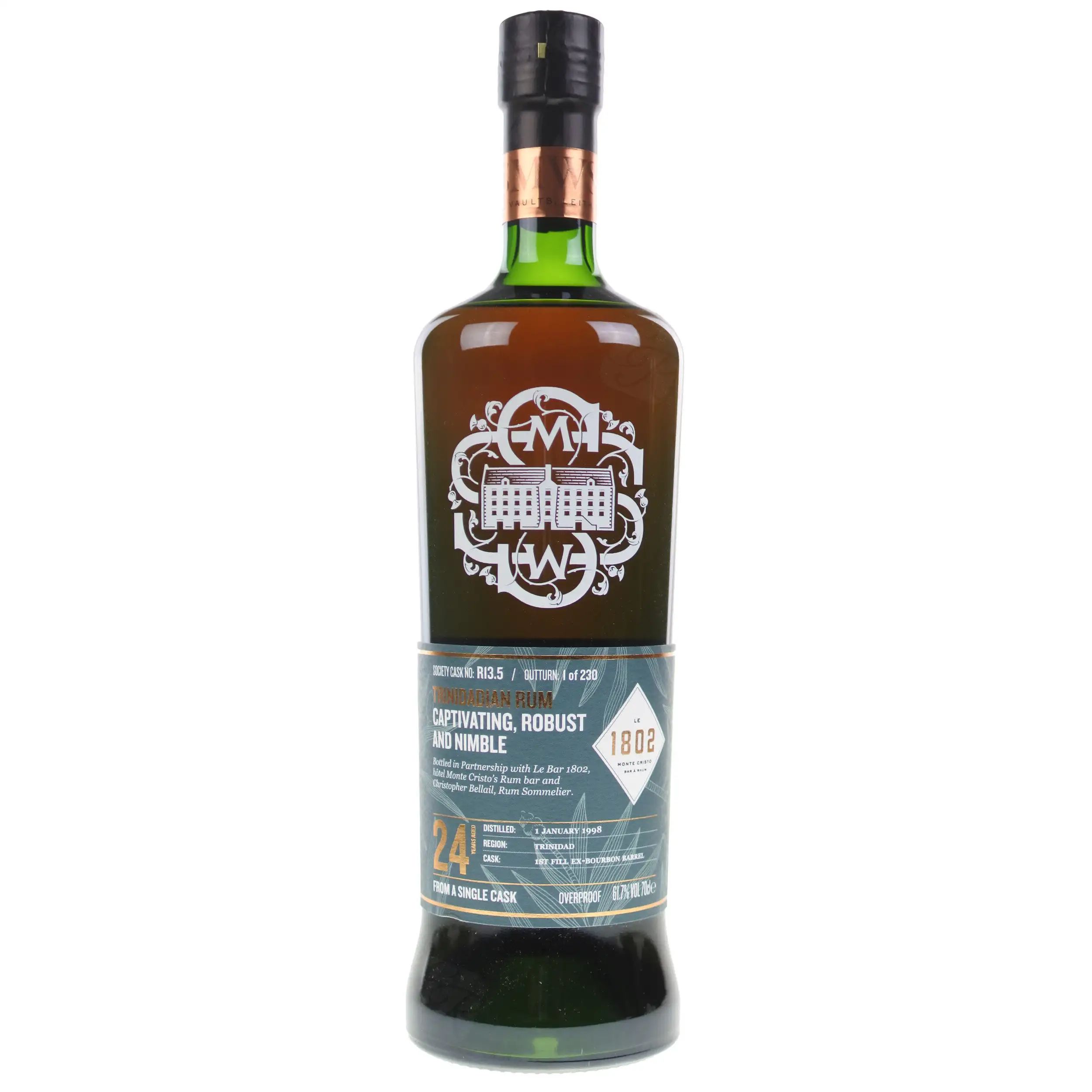 Bottle of SMWS Caroni R13.5 Captivating, Robust and Nimble (Bar 1802) 1998