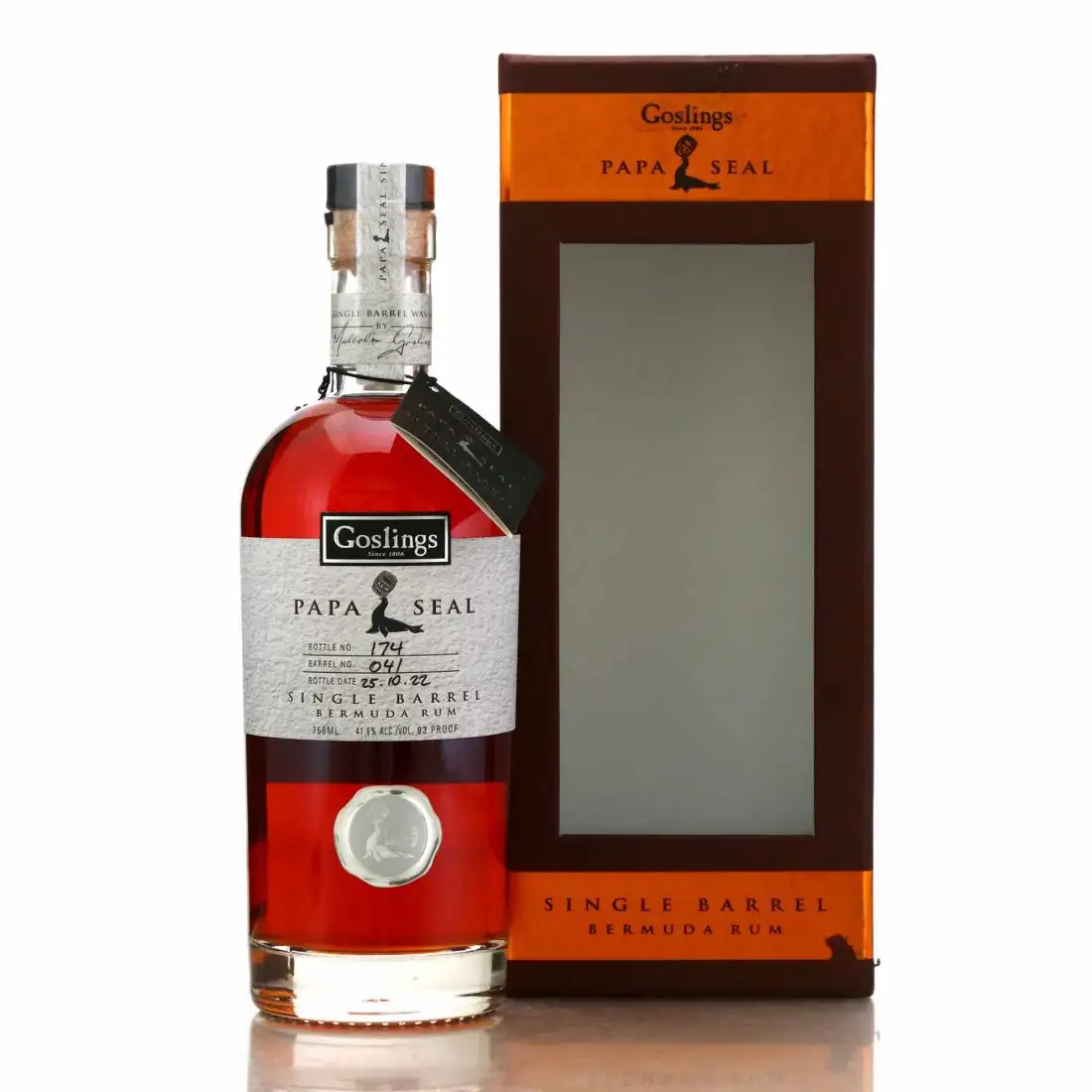 Bottle of Goslings Papa Seal Single Barrel
