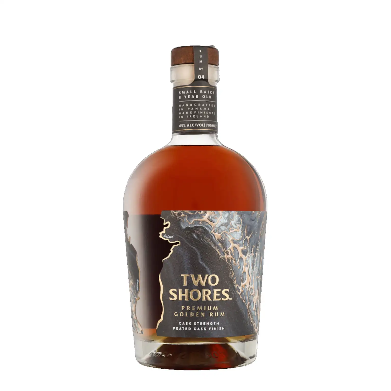 Bottle of Two Shores Las Cabras Premium Golden Rum No. 04 (Peated Cask Finish)