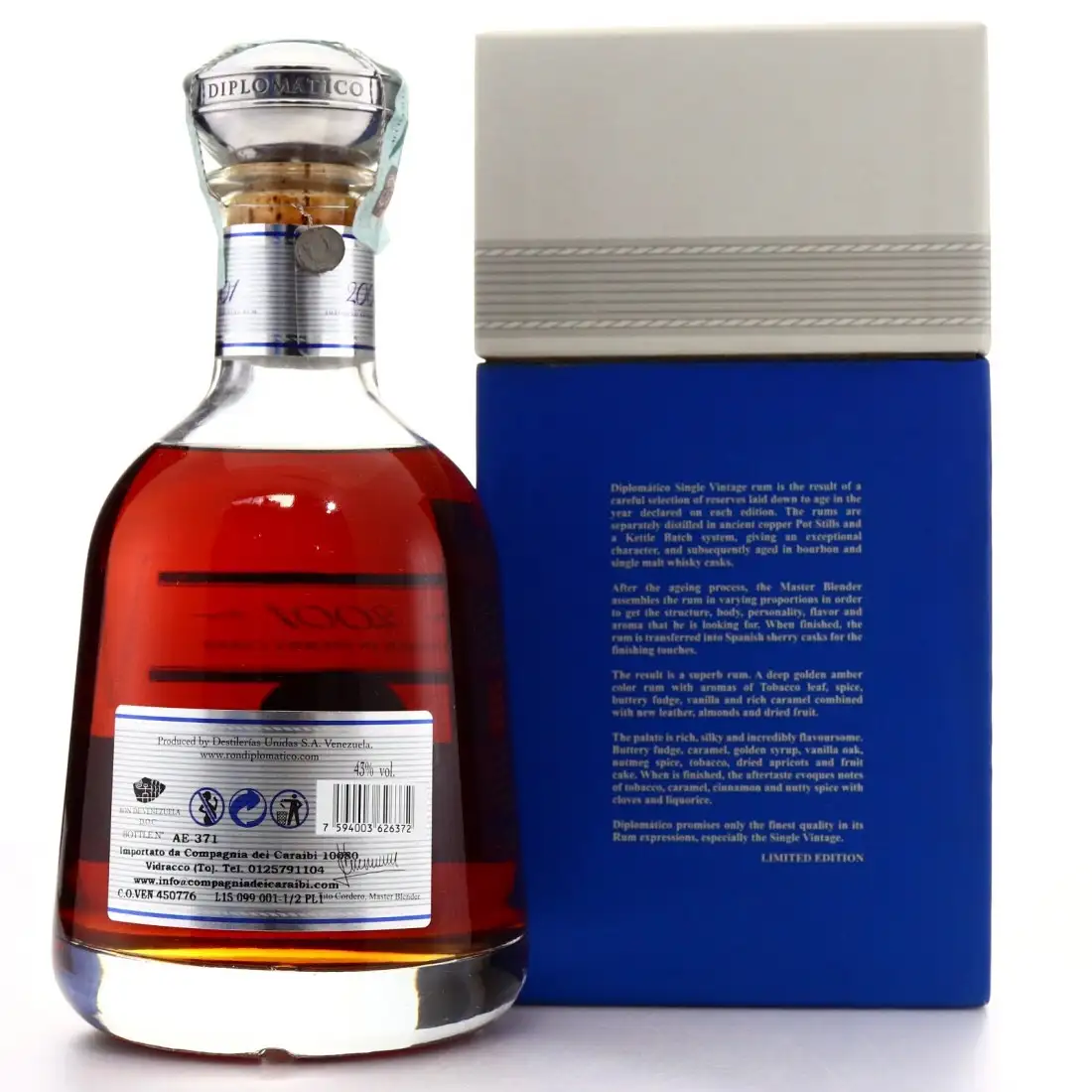 High resolution image of Diplomático Single Vintage 2001