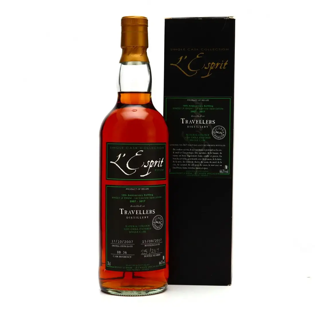 Bottle of Whisky & Rhum Travellers L‘Esprit 2007