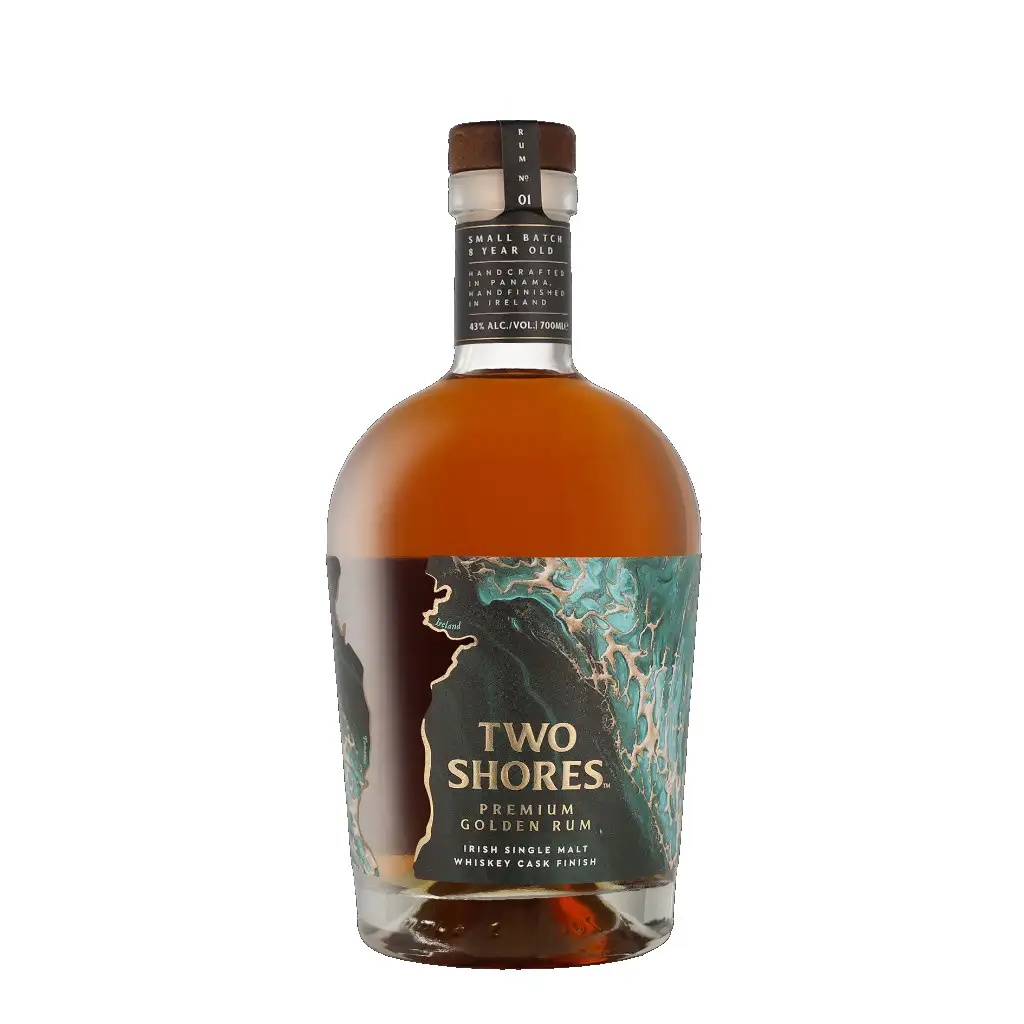 Bottle of Two Shores Las Cabras Two Shores Premium Golden Rum (Irish Single Malt Whiskey Cask Finish)