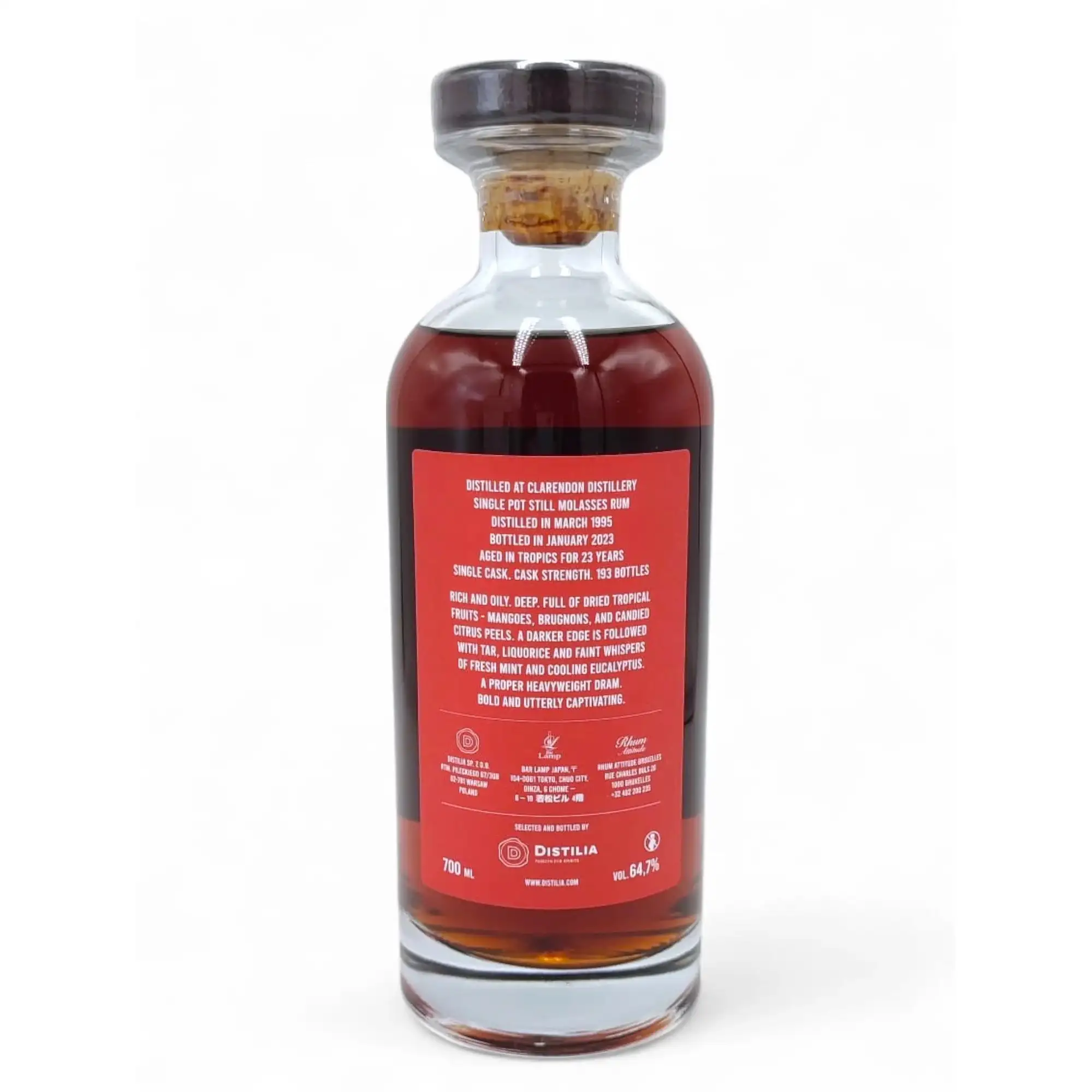 Image haute résolution de Distilia Clarendon Finest Jamaican Rum (Rhum Attitude & Bar Lamp) 1995