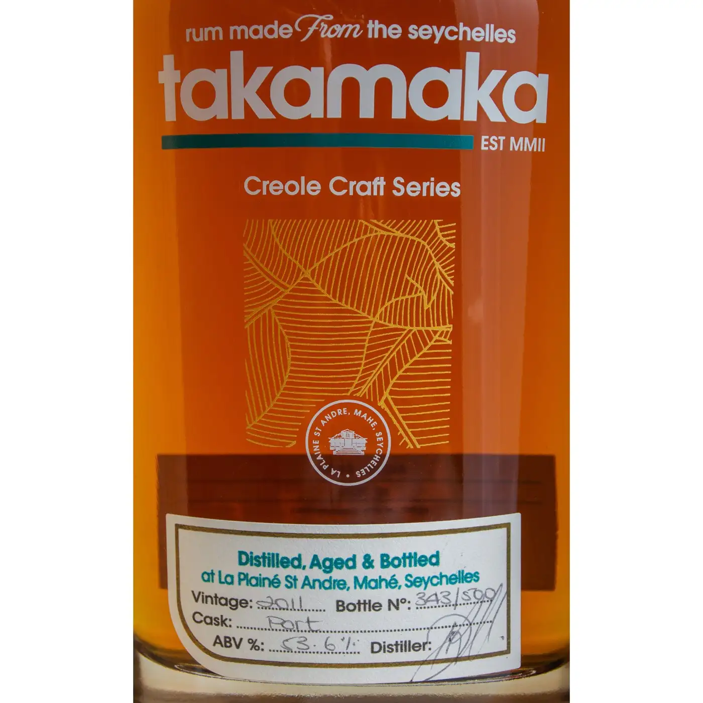 Bottle of Trois Frères Distillery Takamaka Creole Craft Series 2nd Release 2011