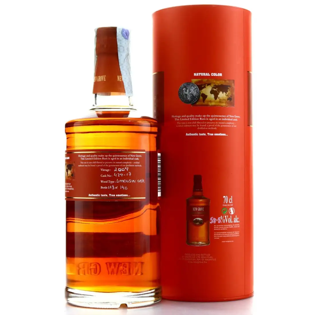 High resolution image of Grays New Grove Single Cask Rum (Fine Spirits) 2009