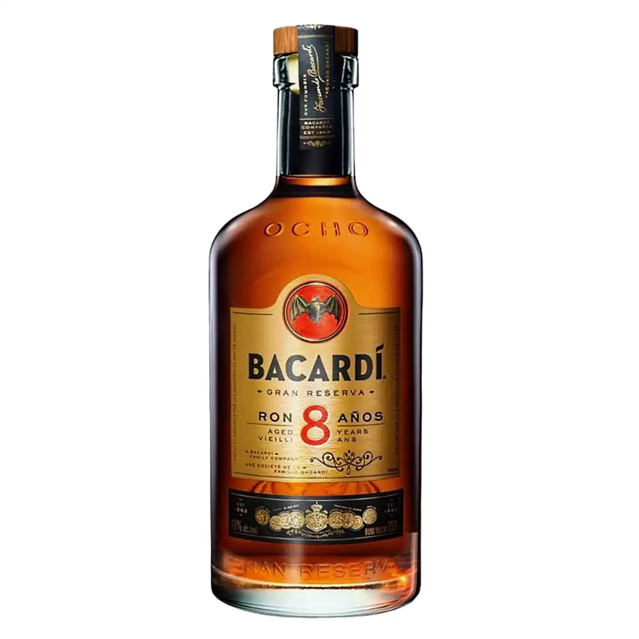 Bottle of Bacardi Reserva Ocho Rare Gold Rum 2011