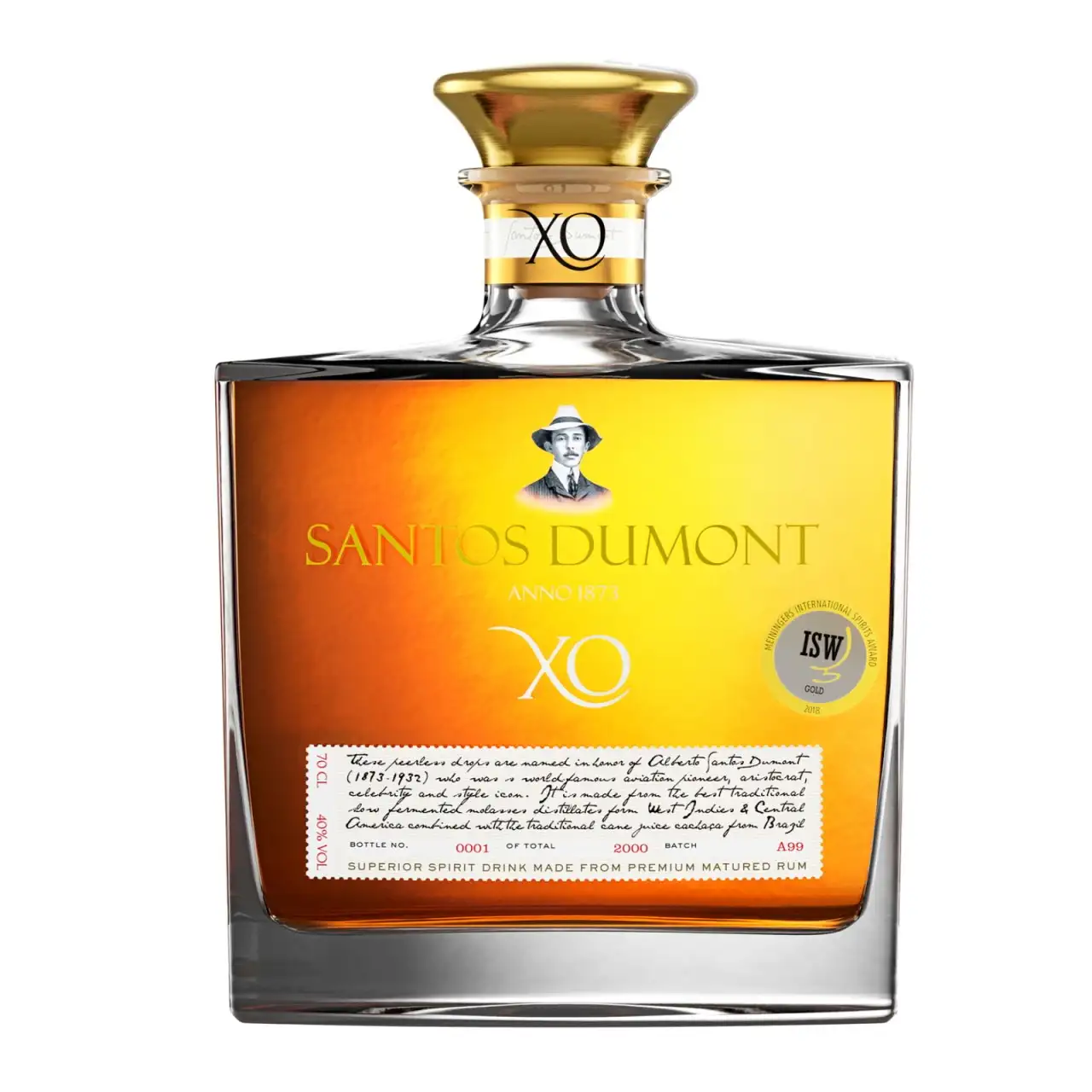 Bottle of A.H. Riise Santos Dumont XO Super Premium Rum