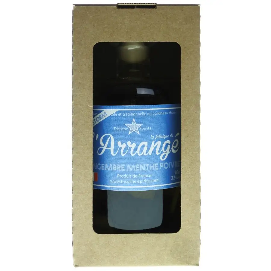 Bottle of Tricoche Spirits L’Arrangé Ice Storm (Gingembre Menthe Poivre)