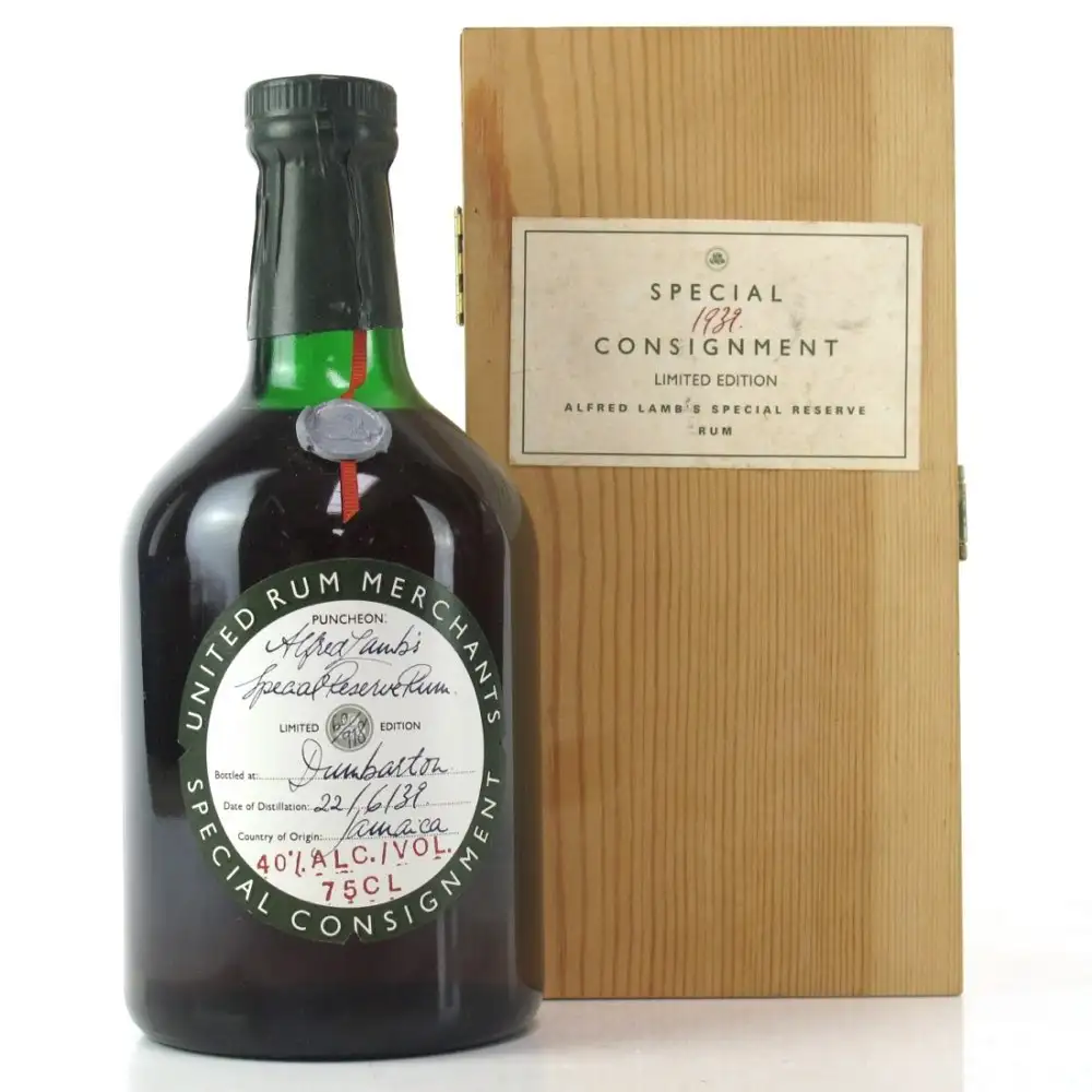 Bottle of Alfred Lamb‘s United Rum Merchants Special Reservation Rum 1939