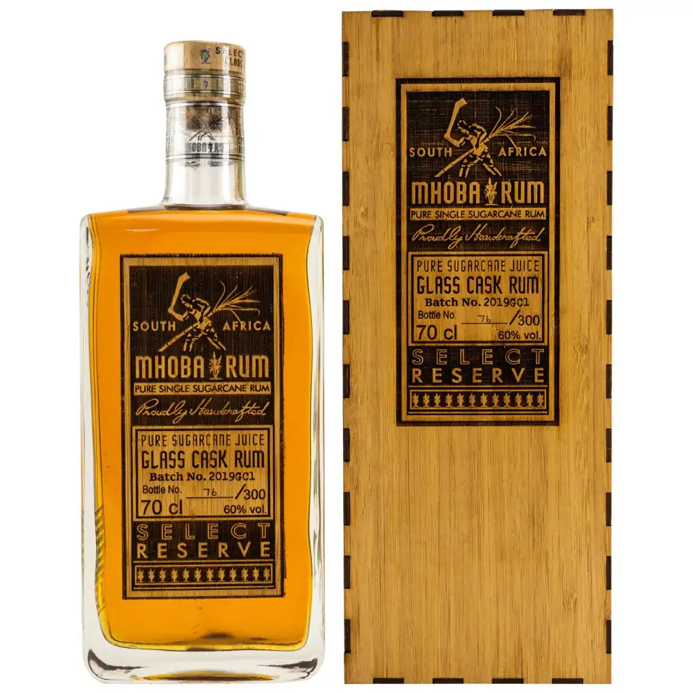Bottle of MHOBA Select Reserve Glass Cask Rum 2019