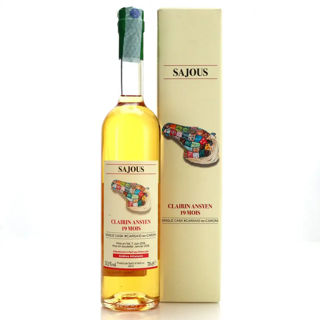 Bottle of Velier Chelo Clairin Ansyen Sajous 19 mois #CARSA10 2016