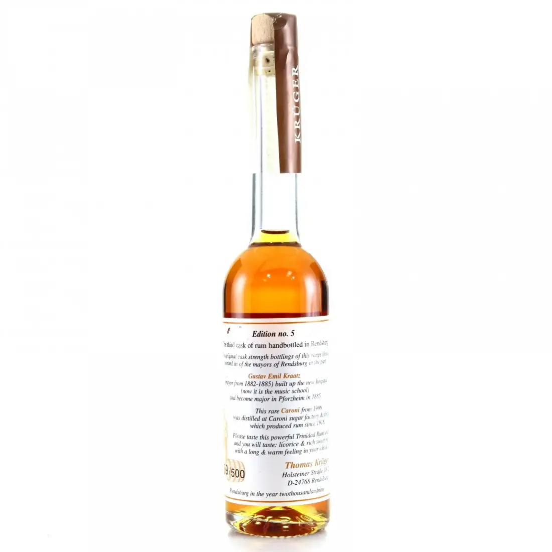 High resolution image of Whisky Krüger Caroni Rendsburger Bürgermeister Rum 1996