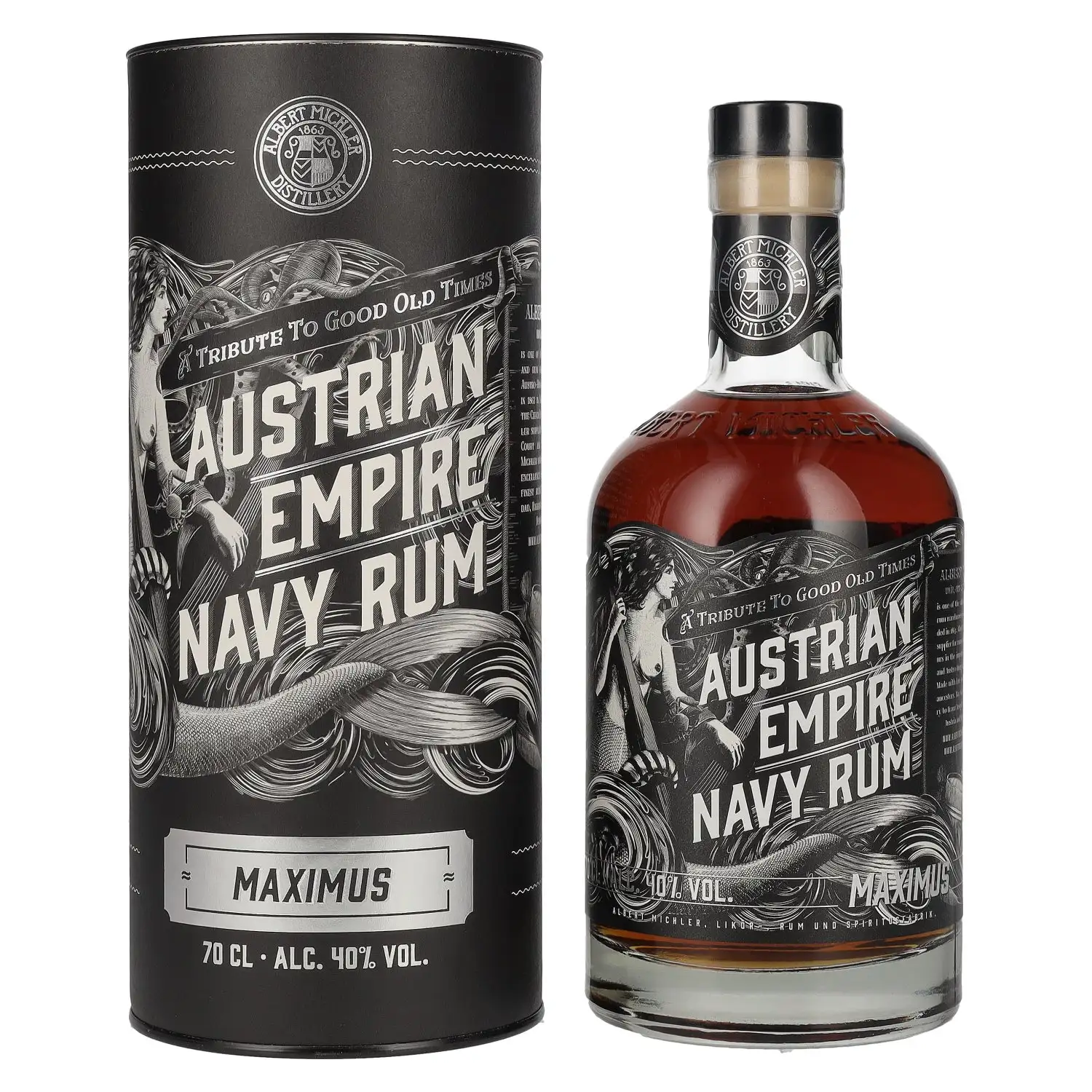 Bottle of Albert Michler Distillery Austrian Empire Navy Rum Maximus
