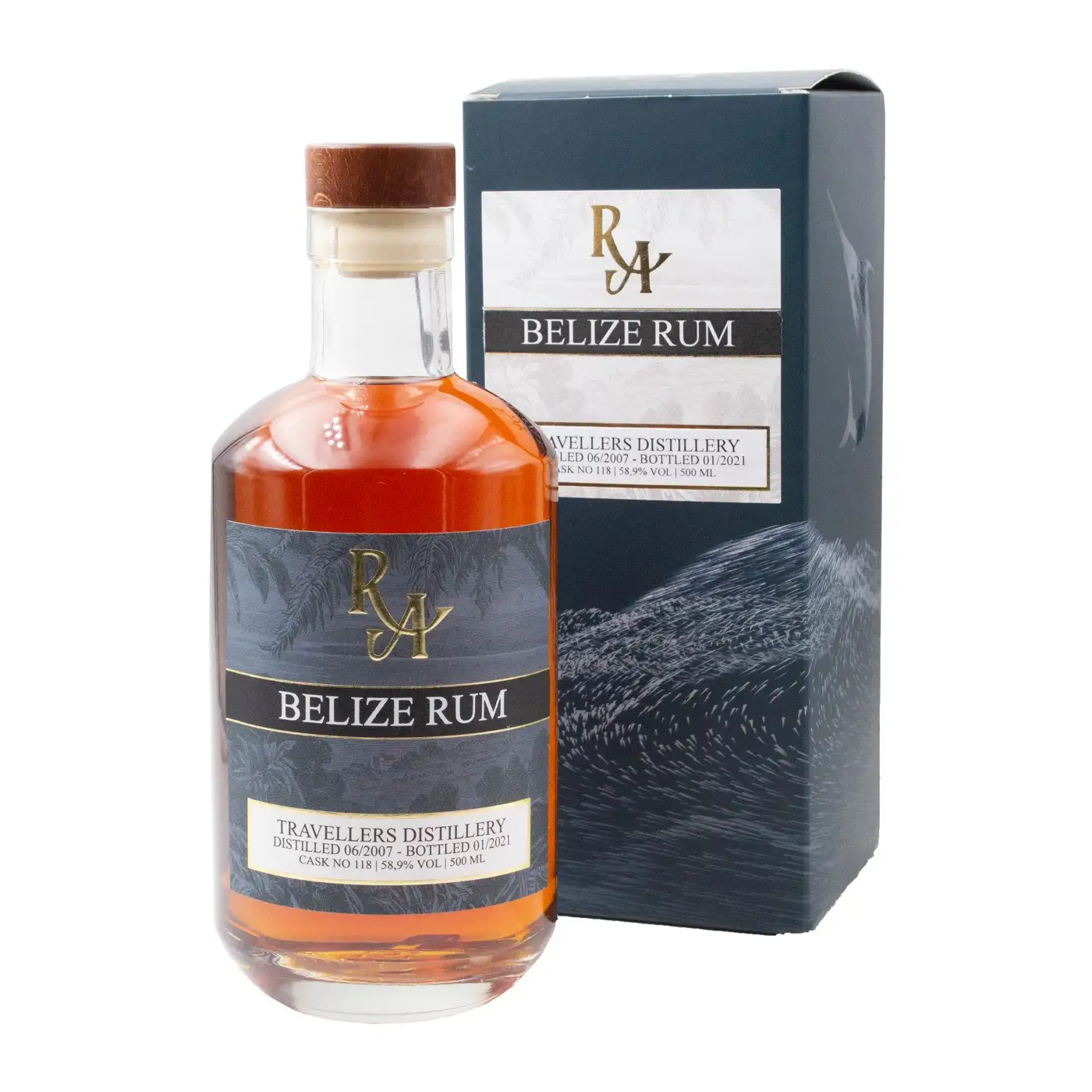 Bottle of Travellers RA Belize Rum MBT 2007