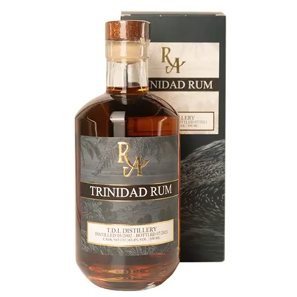 Bottle of T.D.L RA Trinidad Rum 2002