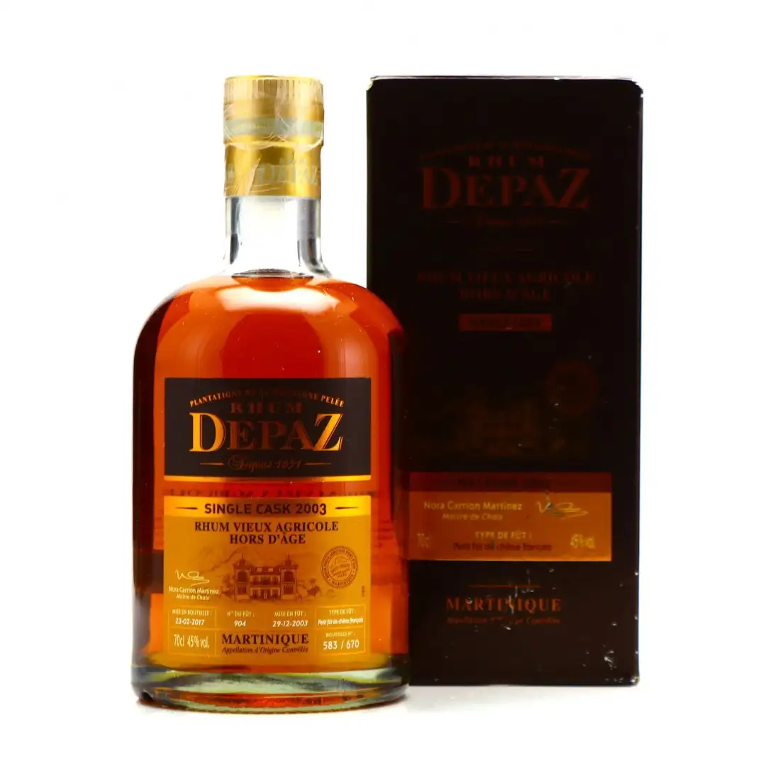 Image haute résolution de Depaz Single Cask 2003