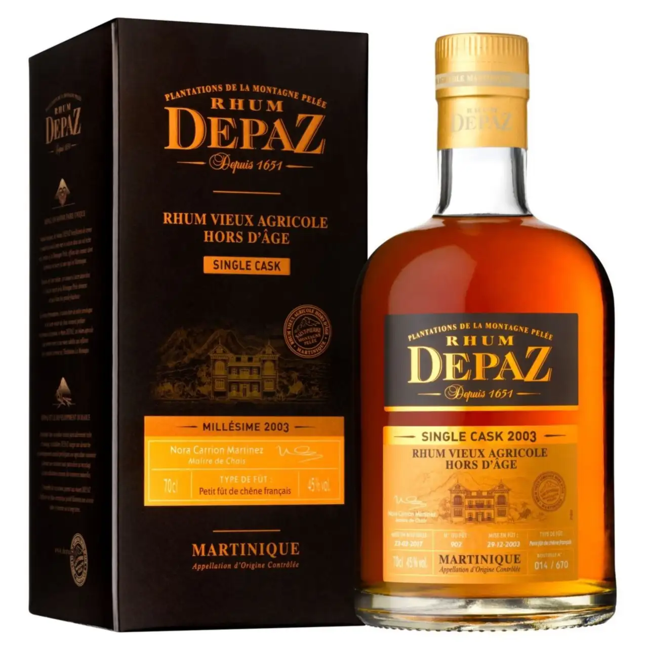 Bottle of Depaz Single Cask 2003
