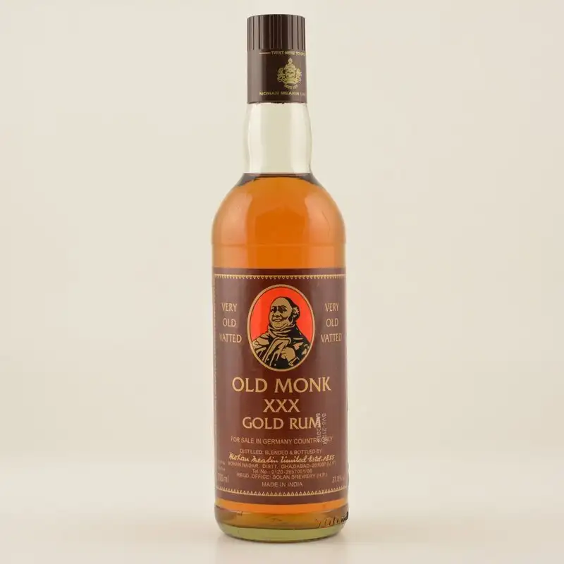 Bottle of Mohan Meakin Distillery Old Monk XXX Indian Gold Rum